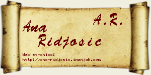 Ana Riđošić vizit kartica